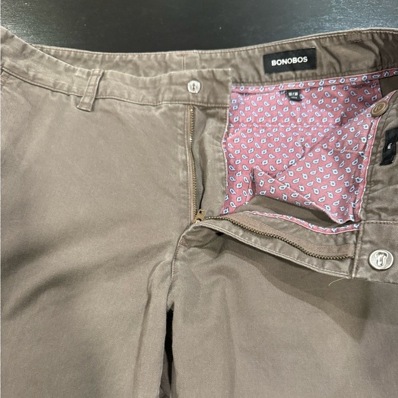 Bonobos 32x30 Slim Mens Brown Washed Midrise Chino Pants - Picture 4 of 10